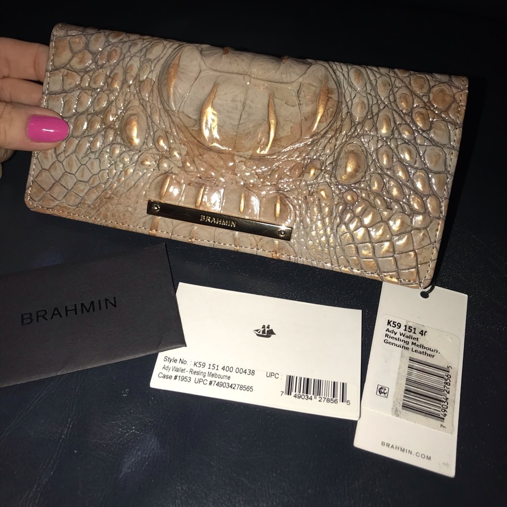 Brahmin Tan Croc-Embossed Wallet